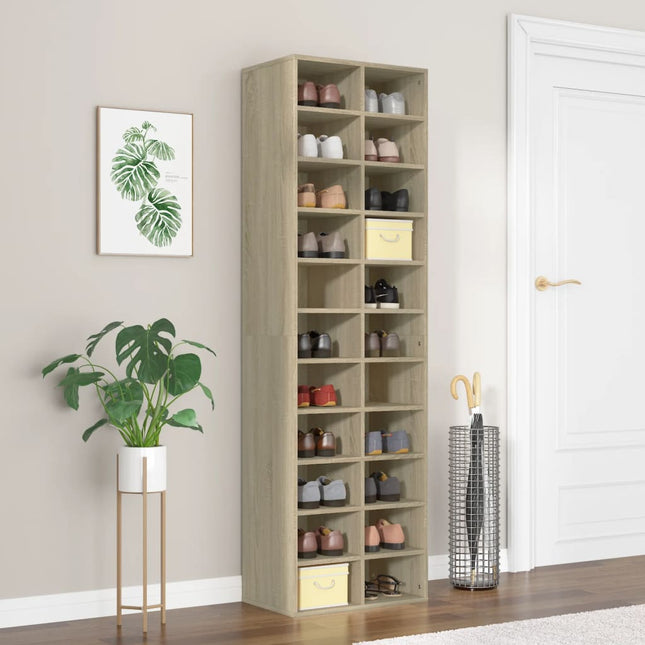 Schoenenkast 54X34X183 Cm Spaanplaat Ambachtelijk Eikenkleurig - XdropX