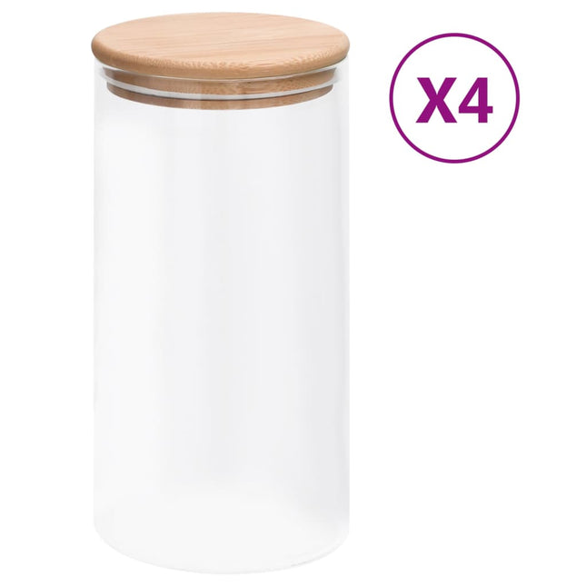 Opbergpotten Met Bamboe Deksels 4 St Glas - XdropX