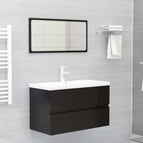 80 x 38.5 x 45 cm / Hoogglans zwart / met kraan