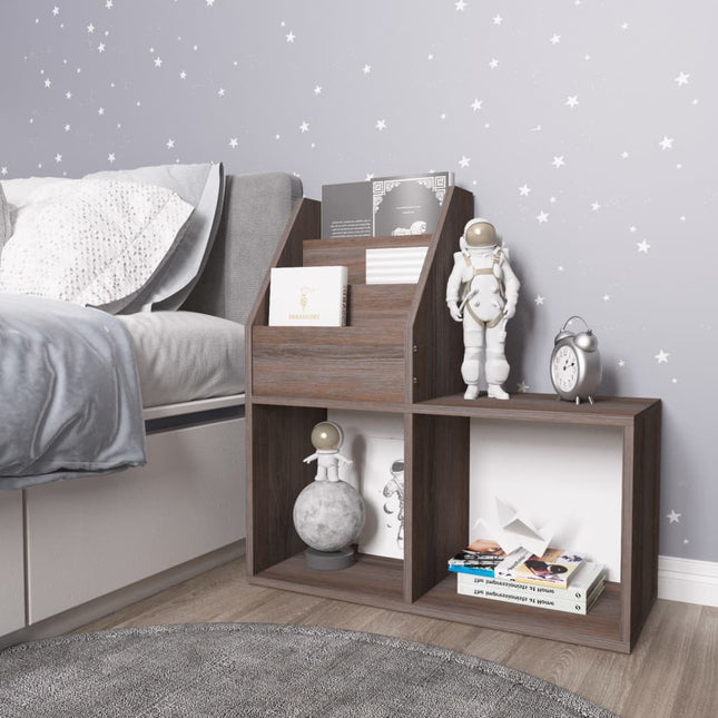 Kindertijdschriftenrek 71X30X78,5 Cm Hout Grijs En Eikenkleur - XdropX