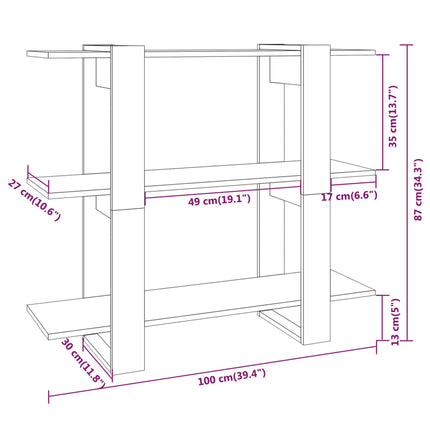 Boekenkast/Kamerscherm 100X30X87 Cm Eikenkleurig - XdropX