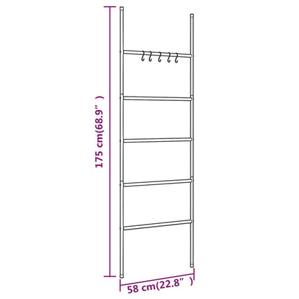 Handdoekenrek Met 5 Niveaus, Zwart 58X175 Cm, Ijzer - XdropX