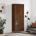 Bruin eikenkleur / 1 glazen deur 3 lades