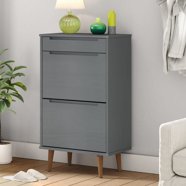 Schoenenkast Molde 59,5X35X103 Cm Massief Grenenhout Bruin - XdropX