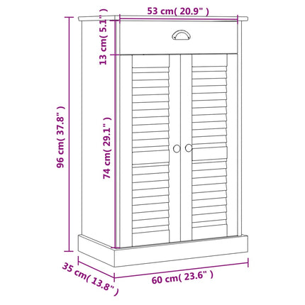 Schoenenkast Vigo 60X35X96 Cm Massief Grenenhout - XdropX
