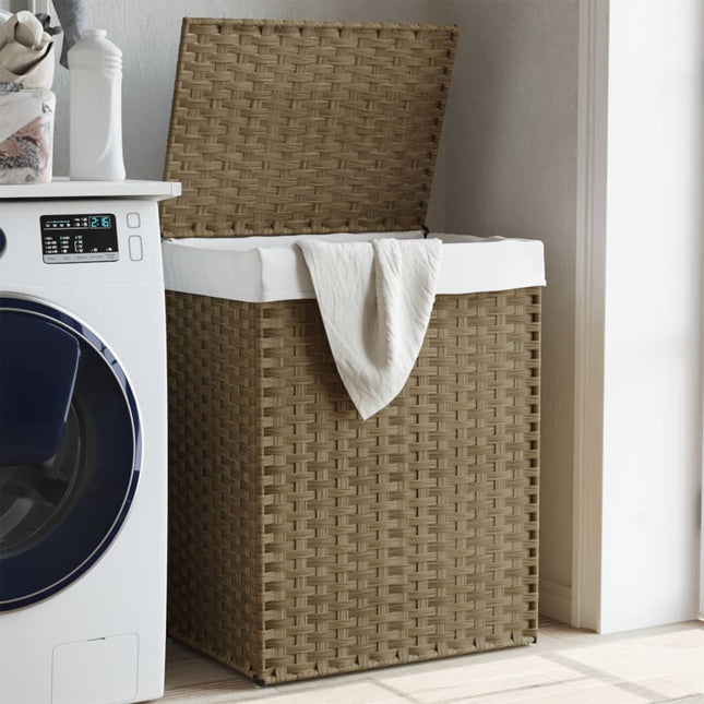 Wasmand Met Deksel 46X33X60 Cm Poly Rattan - XdropX