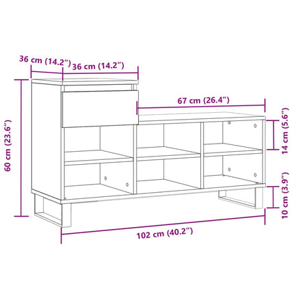 Schoenenkast 102X36X60 Cm Bewerkt Hout Kleurig - XdropX