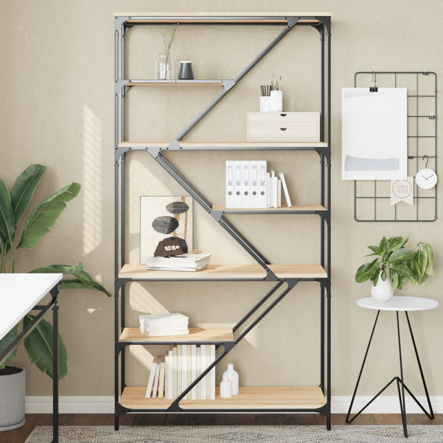 Boekenrek 91X36X176 Cm Bewerkt Hout En Staal Kleur - XdropX