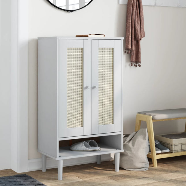 Schoenenkast Senja 59,5X35X107 Cm Rattan Look Grenenhout - XdropX