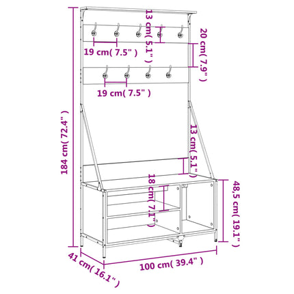 Kledingrek Met Schoenenrek 100X41X184 Cm Kleurig - XdropX
