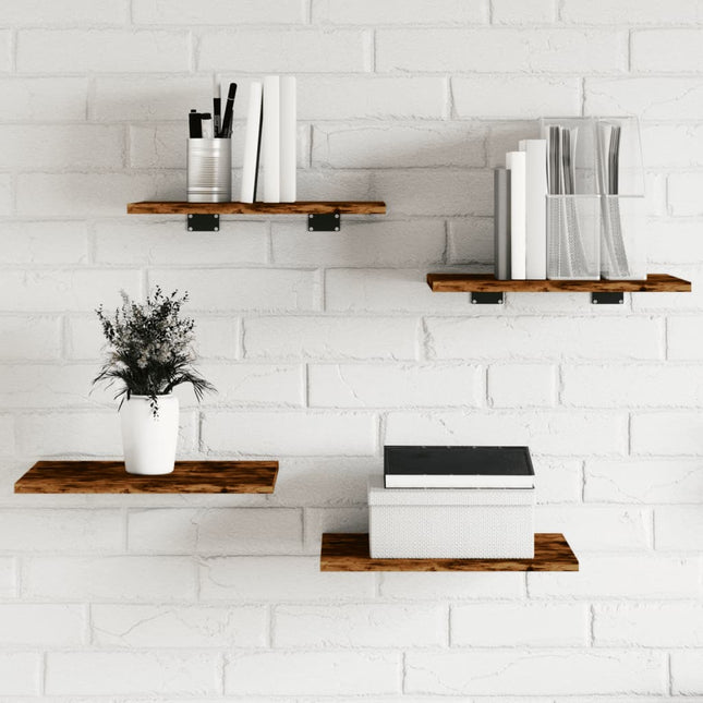 Wandschappen 4 St 40X30X1,5 Cm Bewerkt Hout Kleur - XdropX