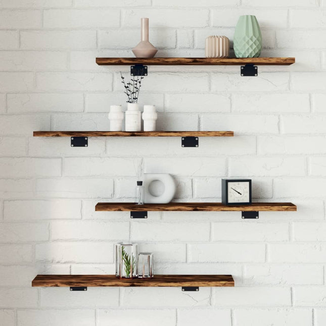 Wandschappen 4 St 60X10X1,5 Cm Bewerkt Hout Kleur - XdropX