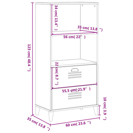 Boekenkast Viken 60X35X123 Cm Bewerkt Hout - XdropX