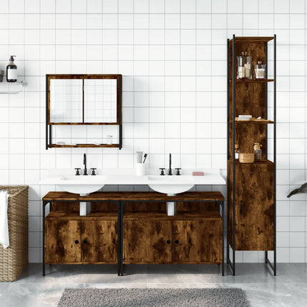 4-Delige Badkamermeubelset Bewerkt Hout Kleurig - XdropX