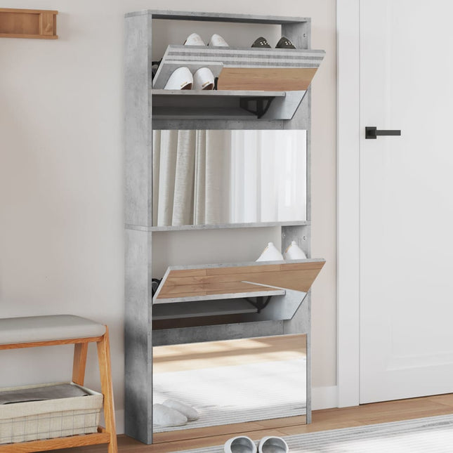 Schoenenkast Met Spiegel 4-Laags 63X17X134 Cm - XdropX