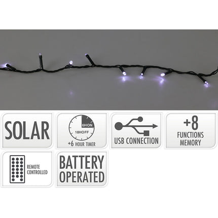 Wreath of LED Lights Lifetime Cool White 10 m Solar-1