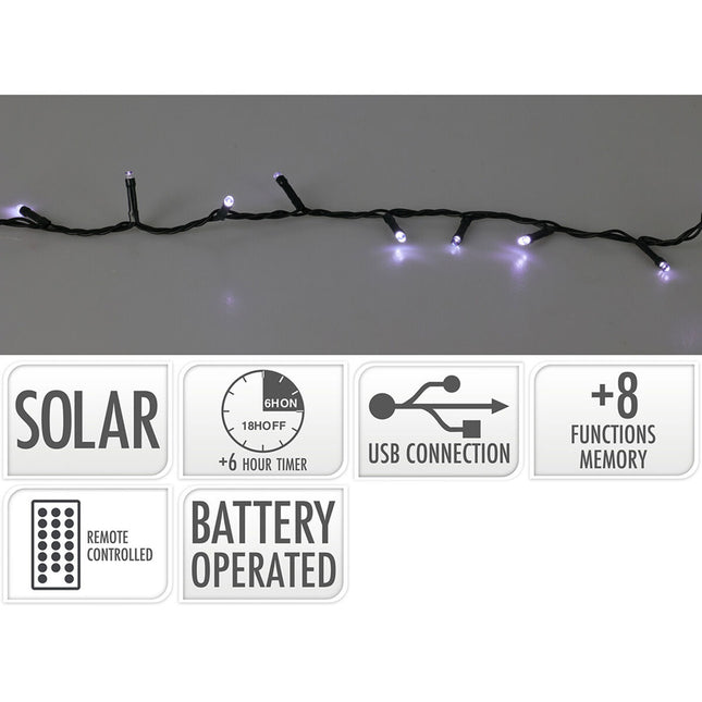 Wreath of LED Lights Lifetime Cool White 10 m Solar-1