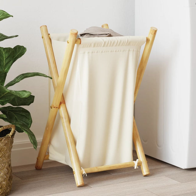 Wasmand 41,5X36X63,5 Cm Bamboe Crèmewit - XdropX