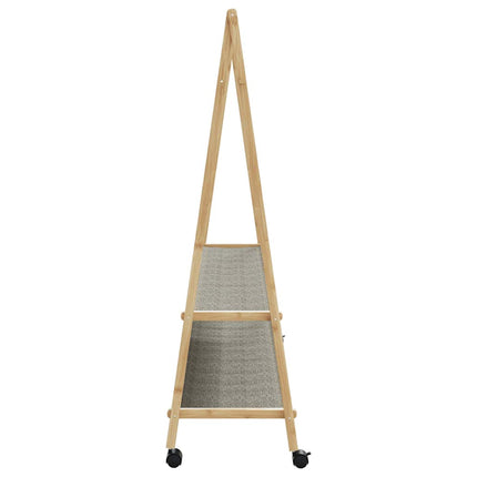Kledingrek Met Schappen En Wielen 132X45,5X155,5 Cm Bamboe - XdropX