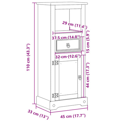 Badkamerkast Corona 45X33X110 Cm Massief Grenenhout - XdropX