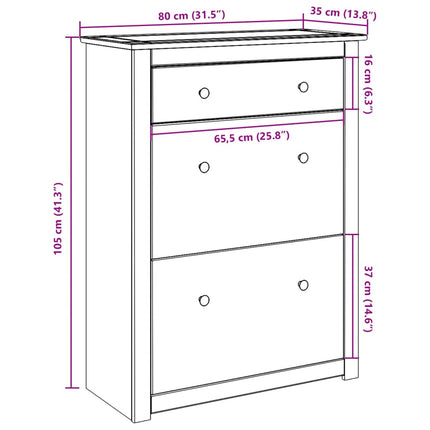 Schoenenkast Panama 80X35X105 Cm Massief Grenenhout - XdropX