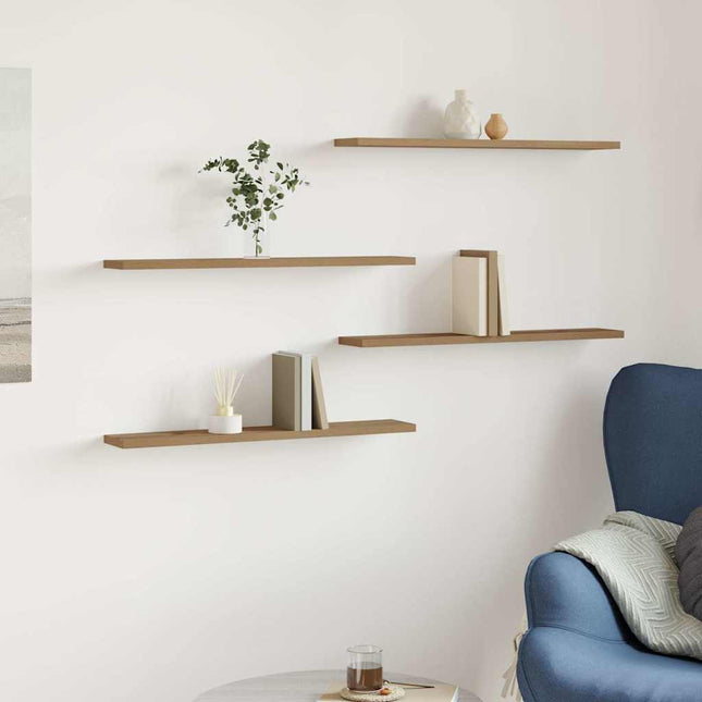 Wandschappen 4 St 60X10X1,5 Cm Bewerkt Hout Artisanaal Eiken - XdropX