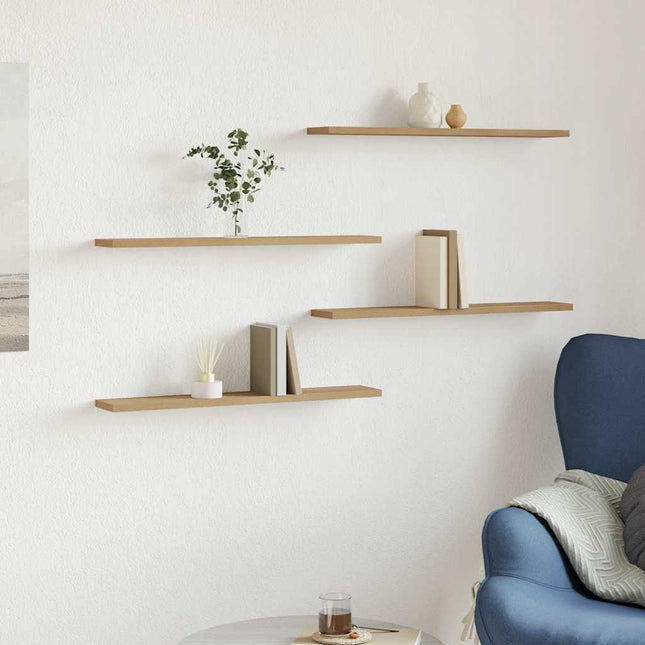 Wandschappen 4 St 60X20X1,5 Cm Bewerkt Hout Artisanaal Eiken - XdropX