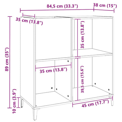 Platenkast 84,5X38X89 Cm Bewerkt Hout Artisanaal Eikenkleur - XdropX