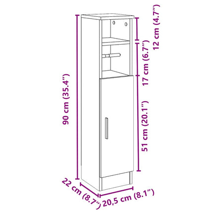 Badkamerkast Met Rolhouder 20,5X22X90 Cm Kleurig - XdropX