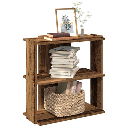 Boekenkast 3-Laags Bewerkt Hout Artisanaal Eiken - XdropX