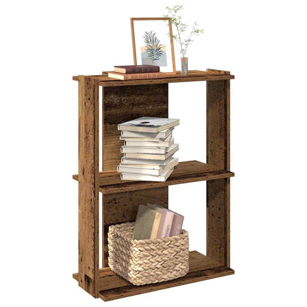 Boekenkast 3-Laags Bewerkt Hout Artisanaal Eiken - XdropX
