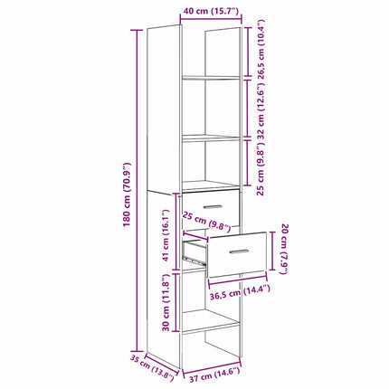 Boekenkast 2-Laags 40 X 35 X 180 Cm Bewerkt Hout - XdropX