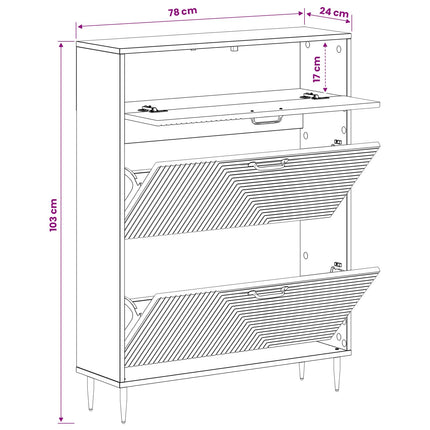 Schoenenkast Haarlem 78 X 24 X 103 Cm Bewerkt Hout - XdropX