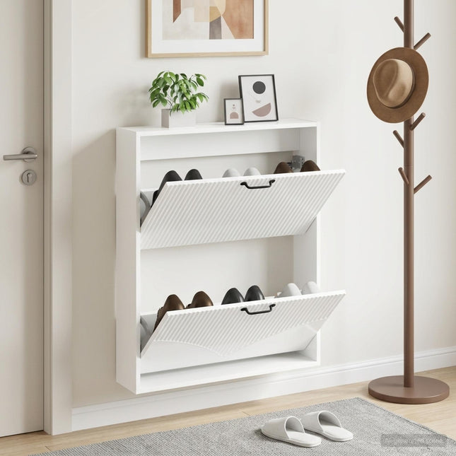 Wandgemonteerde Schoenenkast Hoorn 71 X 17 X 86 Cm Bewerkt Hout - XdropX