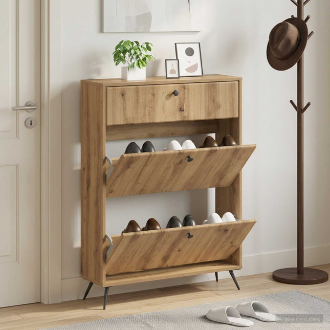Schoenenkast Breda 78 X 24 X 103 Cm Bewerkt Hout - XdropX