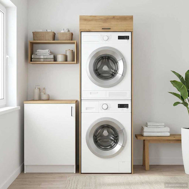 Wasmachinekast 67,5 X 68 X 200 Cm Bewerkt Hout - XdropX