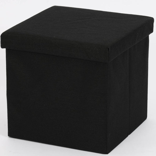 Ceruzo Poef - Zwart - 38X38X38 Cm - Opvouwbaar - Hocker Met Opbergruimte - XdropX