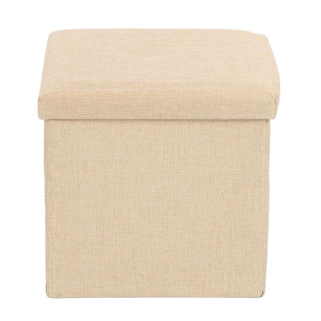 Ceruzo Poef - Beige - 38X38X38 Cm - Opvouwbaar - Hocker Met Opbergruimte - XdropX
