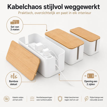 Ceruzo Kabelbox Wit - 3-Delig - XdropX