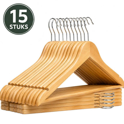 Ceruzo 15 Houten Kledinghangers - Naturel - XdropX