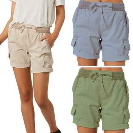 Womens High-Waisted Casual Cargo Shorts