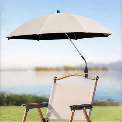 Nieuwe strandstoelparasol met zonbescherming, draagbare zonneschermparasol met clip, 360° draaibaar en in hoogte verstelbaar, biedt warmte-isolatie en zonbescherming, ideaal voor kamperen, strandstoelen, golfkarretjes