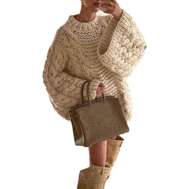 Loose Casual Versatile Solid-color Fashionable And Elegant Knit Sweater - XdropX