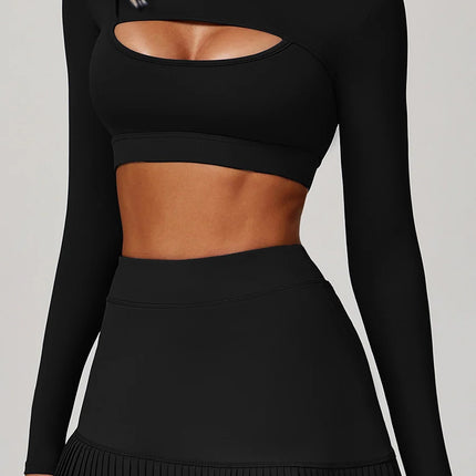 Power Petals Asym Long Sleeve Crop Top-5