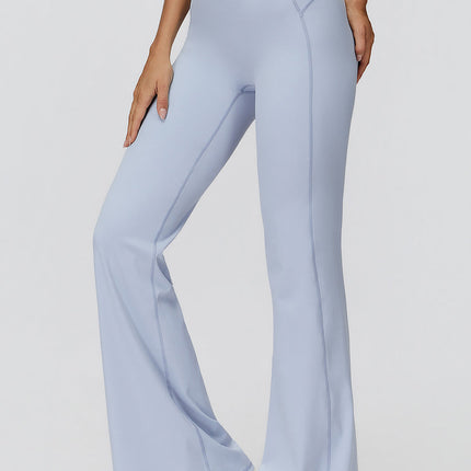 NakedFeel Contrast Ribbed Flare Pants-1