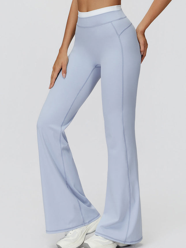 NakedFeel Contrast Ribbed Flare Pants-1