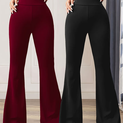 Tweedelige set - Dames High-Waisted Tummy-Control Uitlopende Broek, Slim-Fit Stretch Comfortabele Casual Broek, Geschikt voor Dansen En, Casual Leggings voor Buiten
