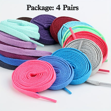 4 Paar Platte Schoenveters, 5/16" Brede Schoenveters voor Atletische Hardloop Sneakers Schoenen Laars Veters, Zonder Batterij - XdropX