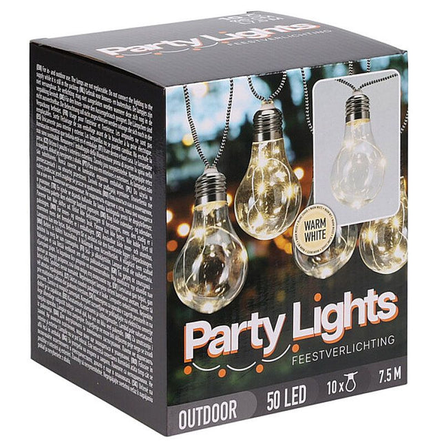 Feestverlichting Voor De Tuin - 450Cm - Warm Wit - 10X5 Led - Gevlochten Snoer