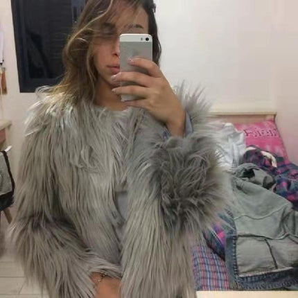 Long-sleeve Plus-size Washed Shearling Coat For European And American Women